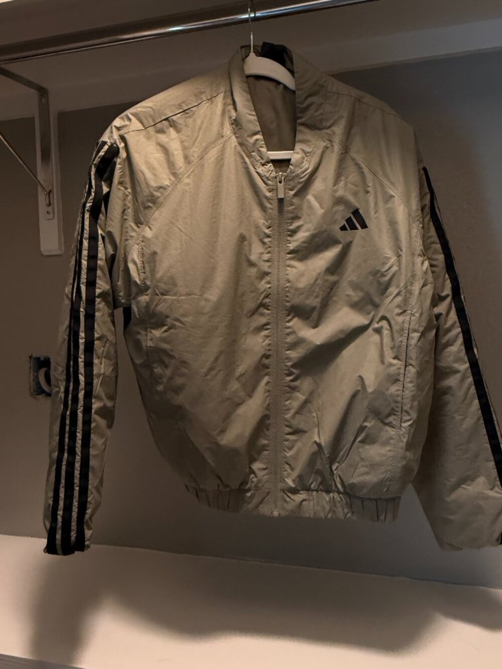 Adidas 3-Stripe Bomber Jacket Khaki/Olive — Streetwear, Windbreaker